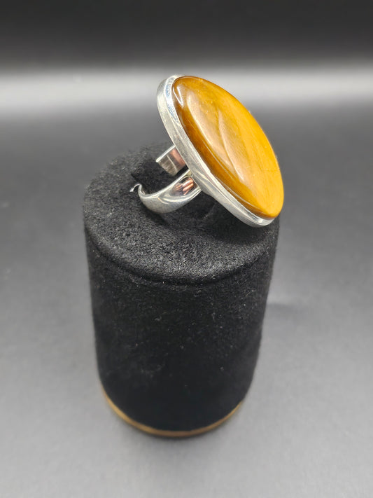 Bague Œil de Tigre - Argent Réglable
