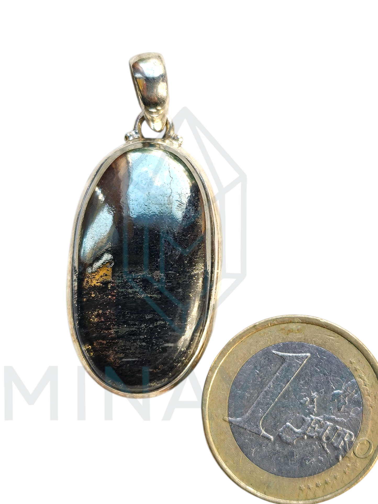 Pendentif Argent Pyrite sur Magnétite