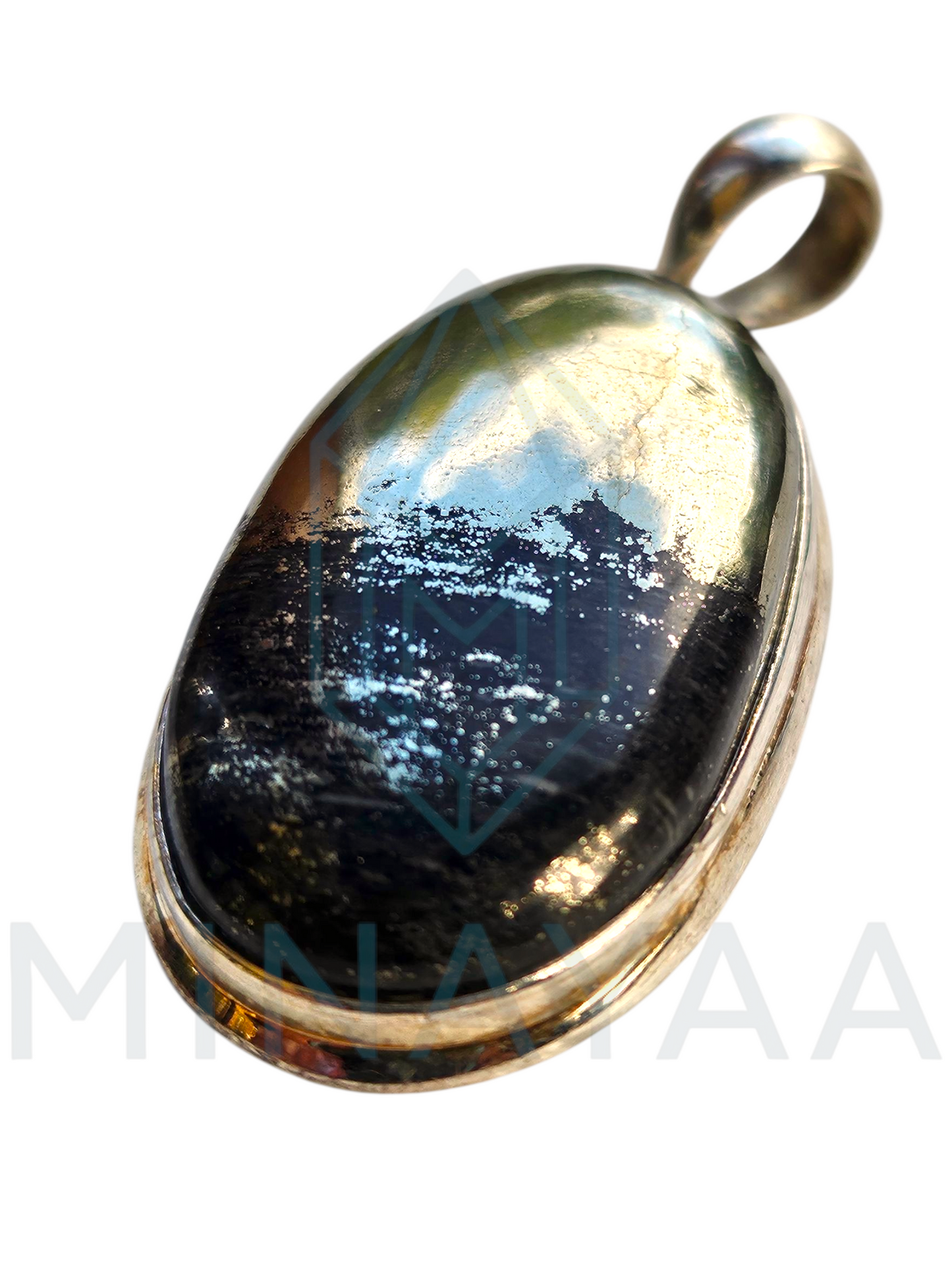 Pendentif Argent Pyrite sur Magnétite