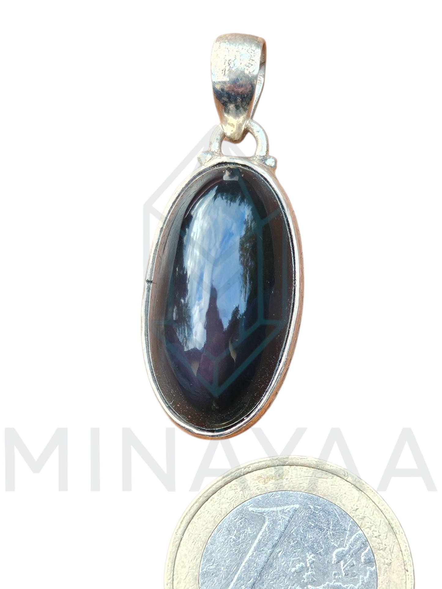 Pendentif Obsidienne Œil Céleste sur Argent 925