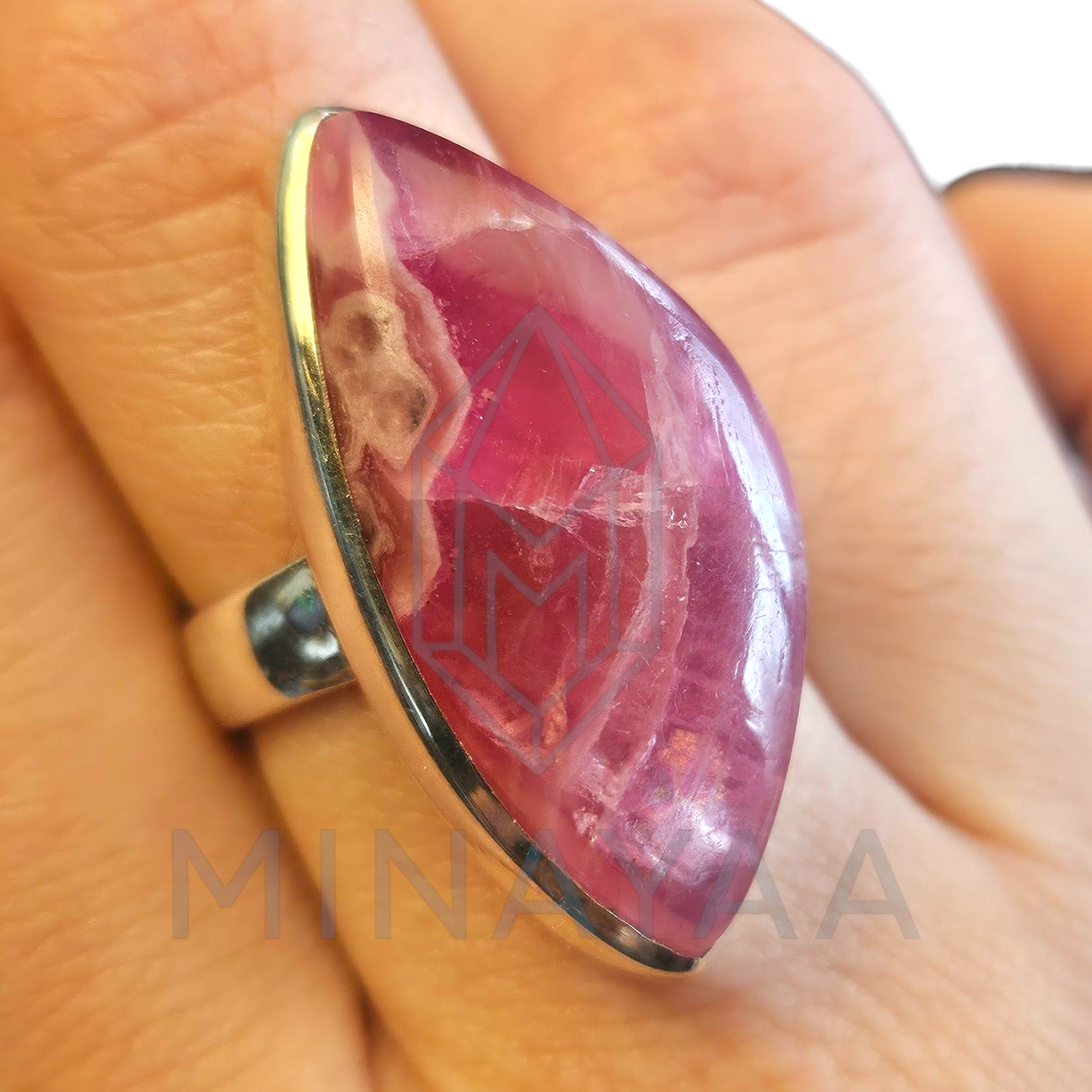 Bague Cobalto-calcite en Argent