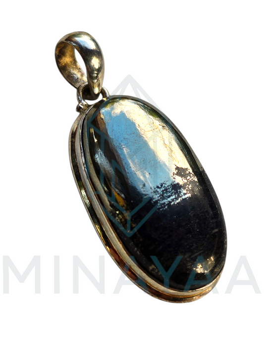 Pendentif Argent Pyrite sur Magnétite