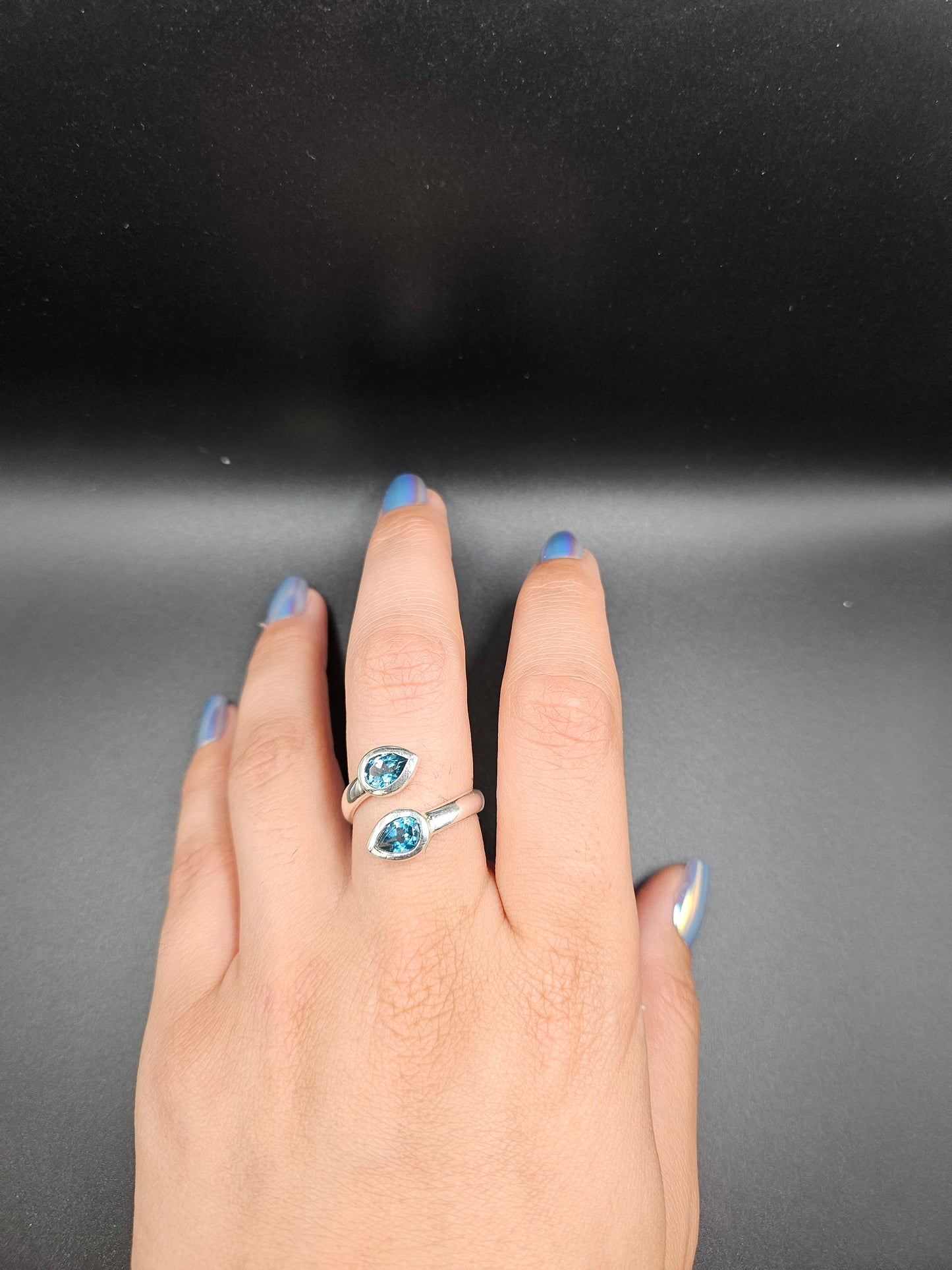 Bague en Topaze Blue London - Argent Réglable