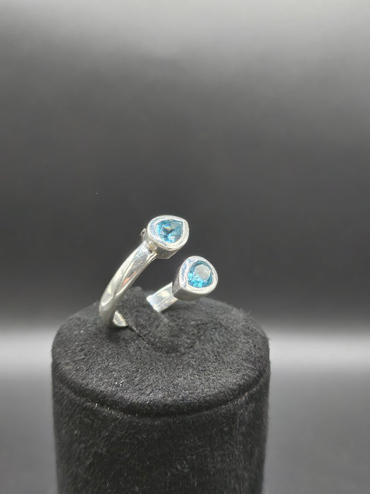 Bague en Topaze Blue London - Argent Réglable