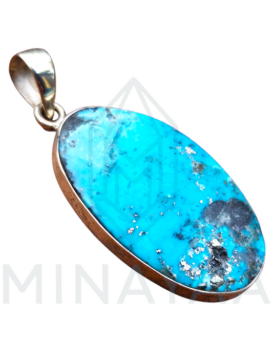 Pendentif Turquoise du Tibet sur Argent 925