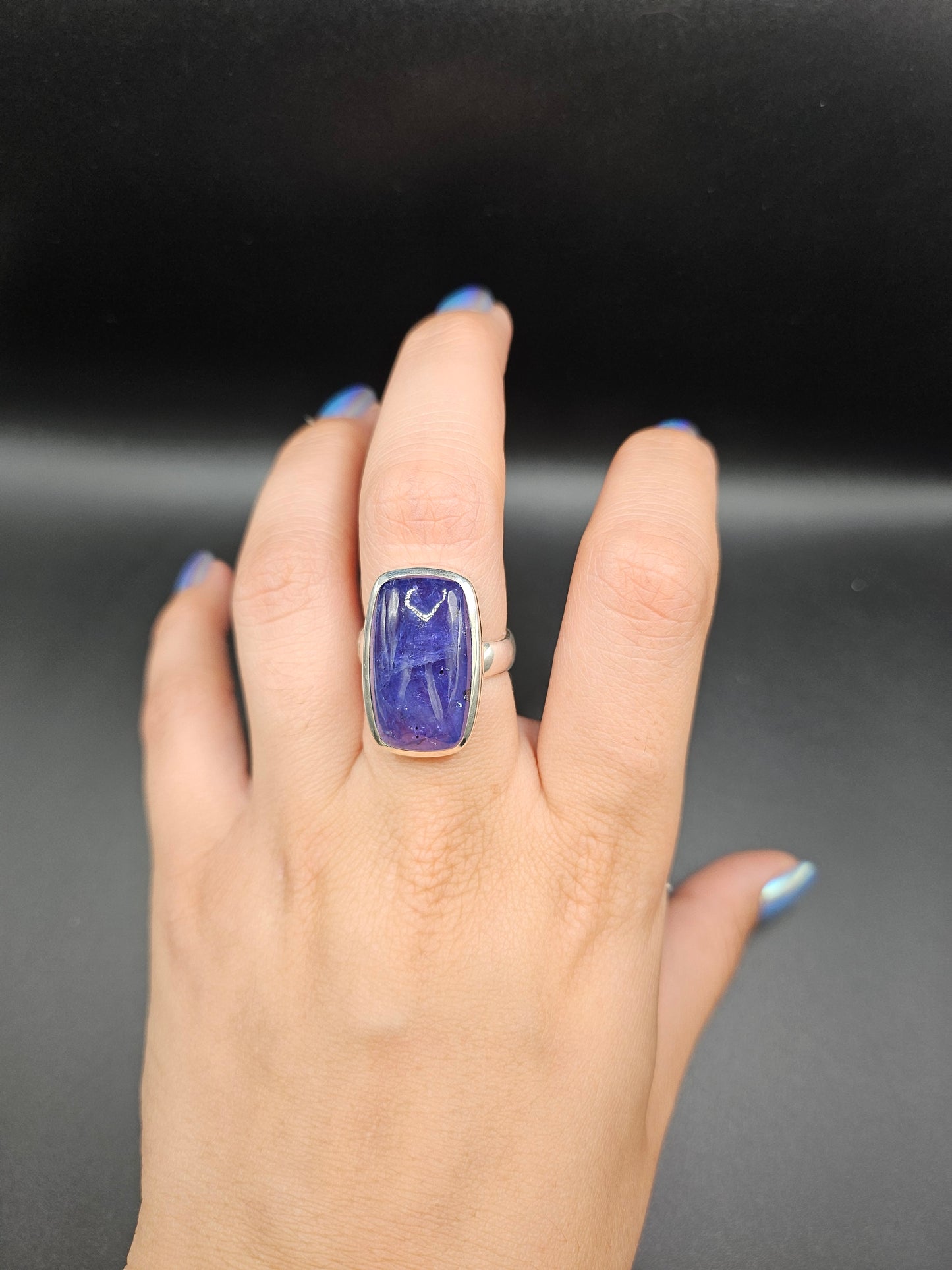 Bague Tanzanite Haute Qualité - Argent Réglable
