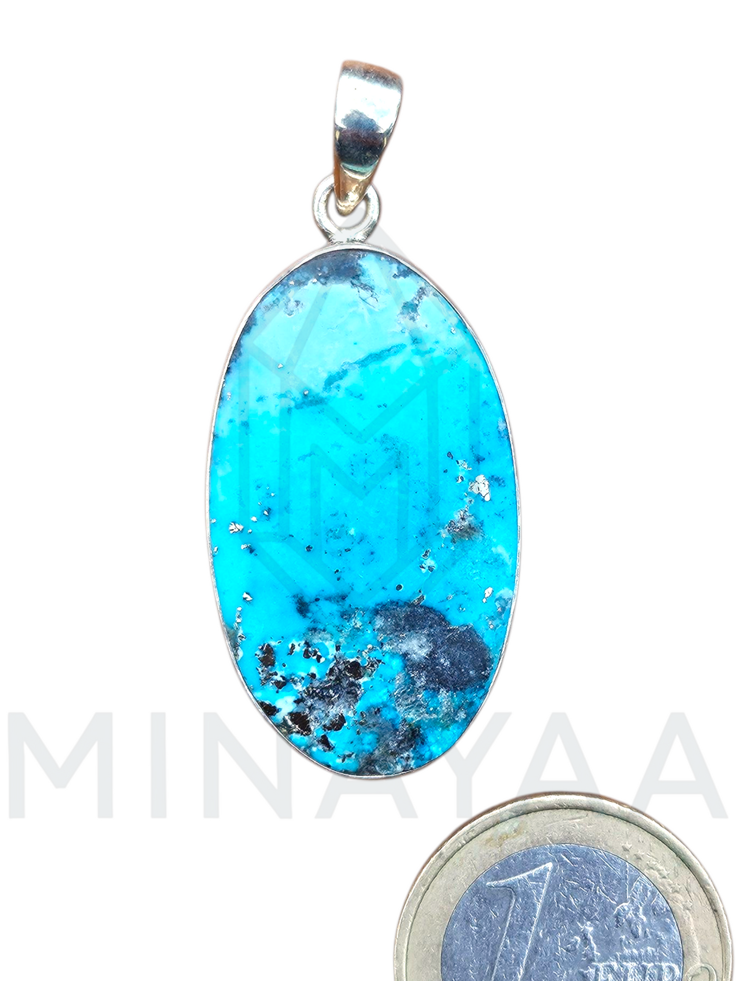 Pendentif Turquoise du Tibet sur Argent 925