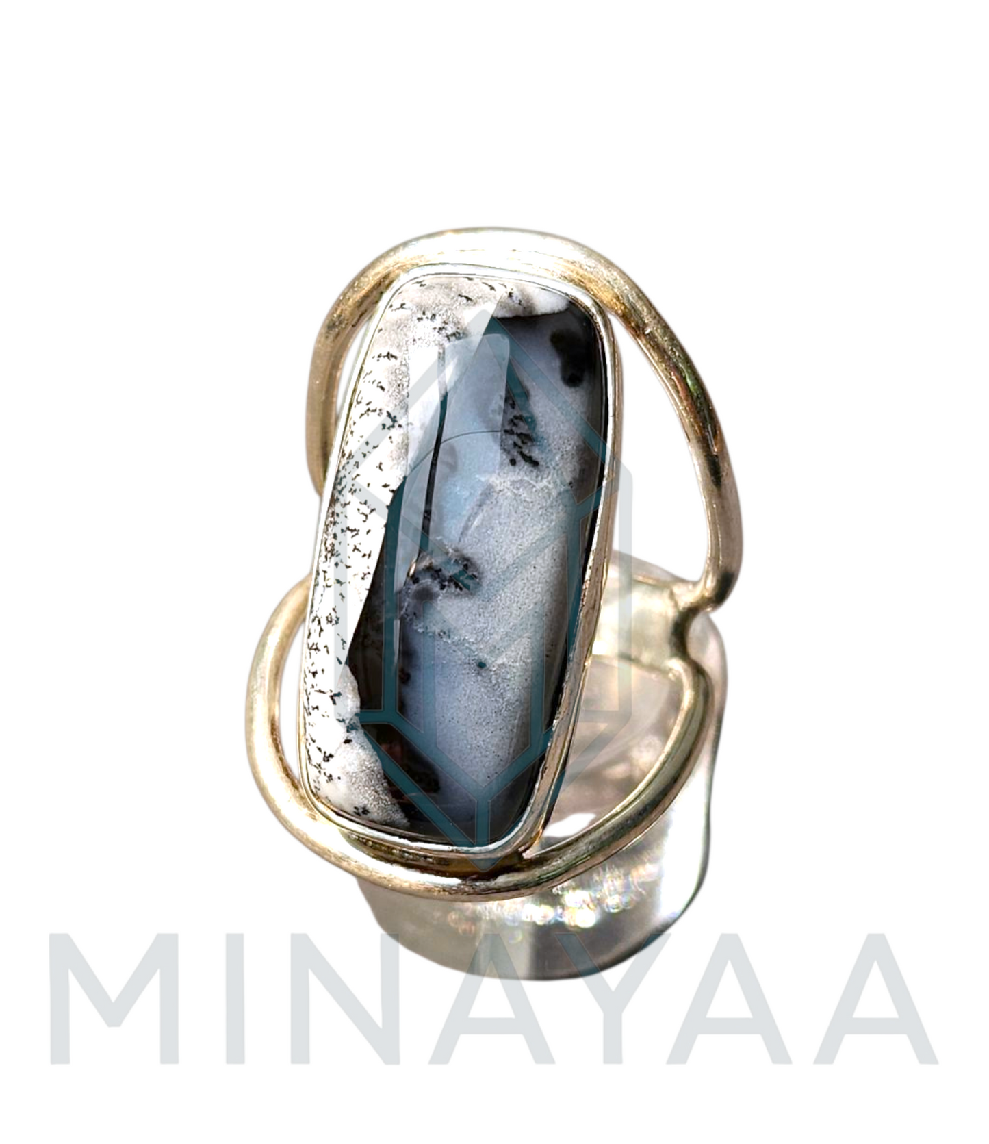 Bague Argent en Opale dendritique