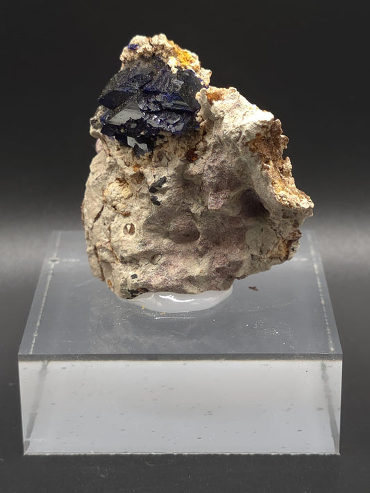 Azurite du Maroc – cristaux tabulaires vue de face