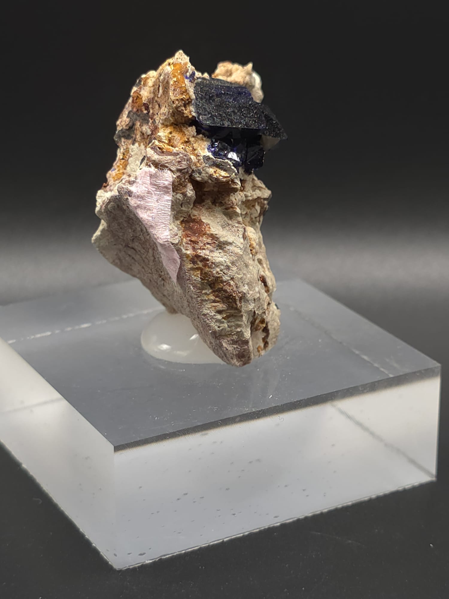 Azurite du Maroc – vue de profil angle 2