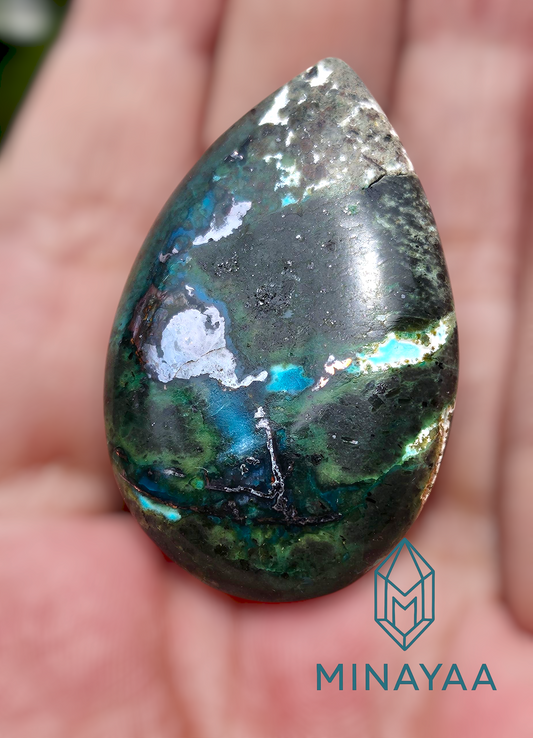 Pendentif en Cuivre et Chrysocolle dans Calcédoine
