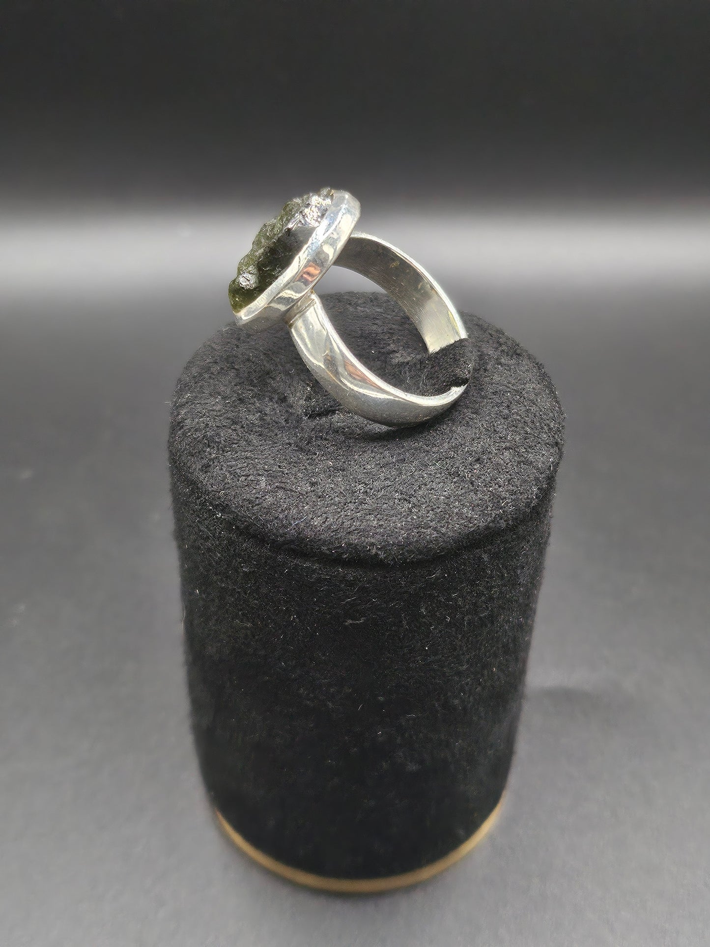 Bague Moldavite Authentique - Argent Réglable