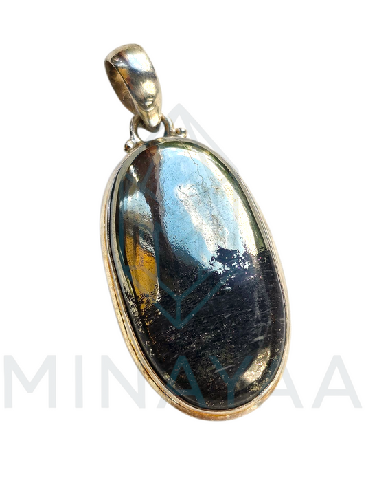Pendentif Argent Pyrite sur Magnétite