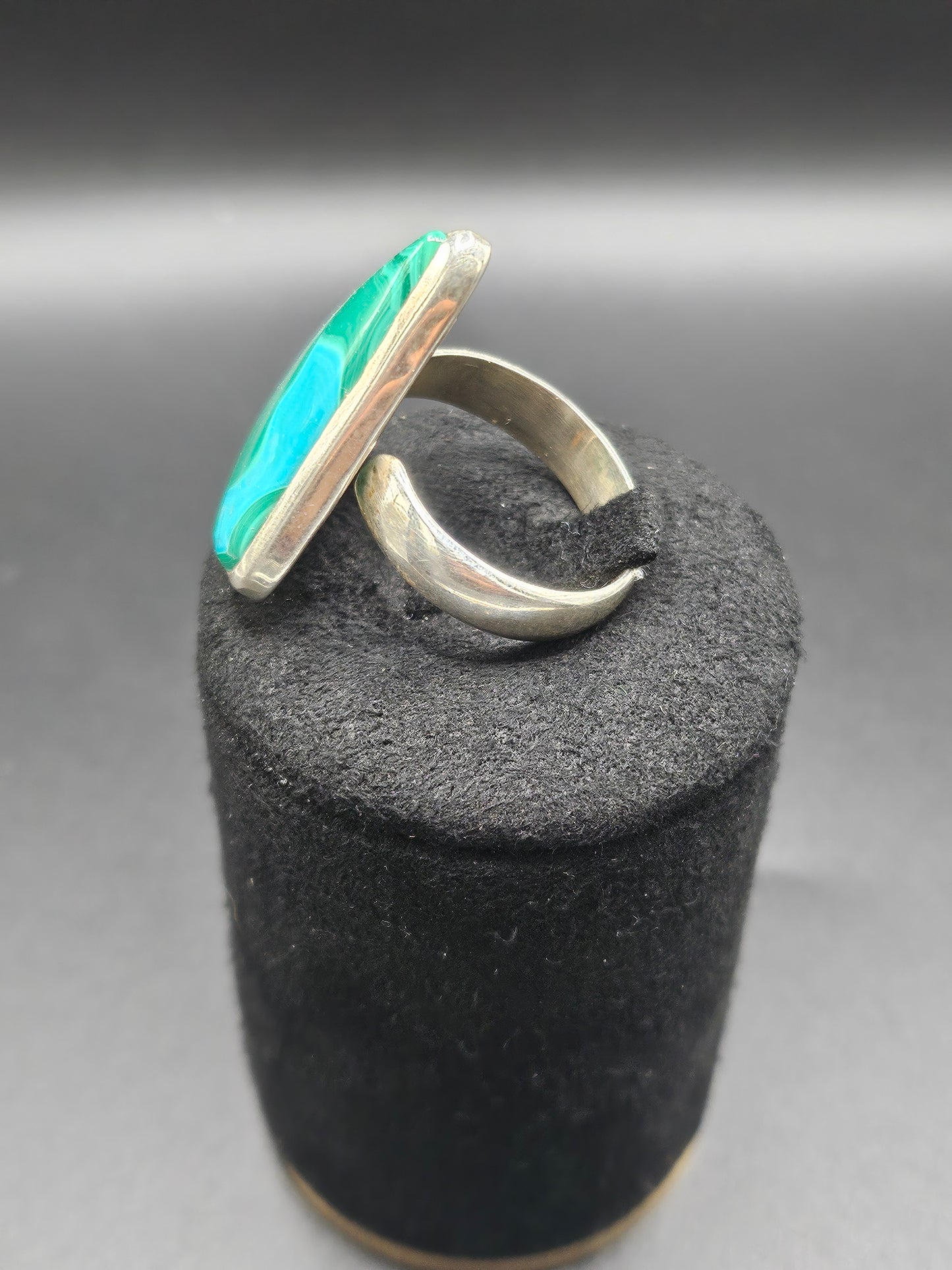 Bague Malachite Chrysocolle - Argent Réglable