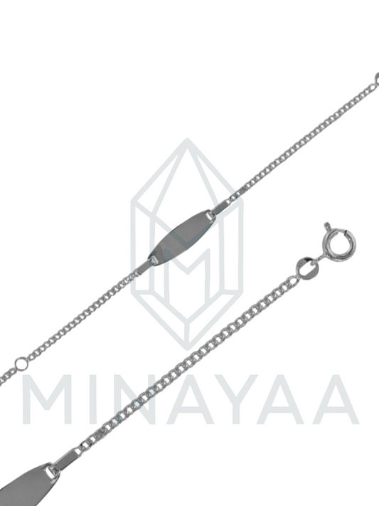Bébé maille gourmette plaque ovale en argent 925/1000 rhodié