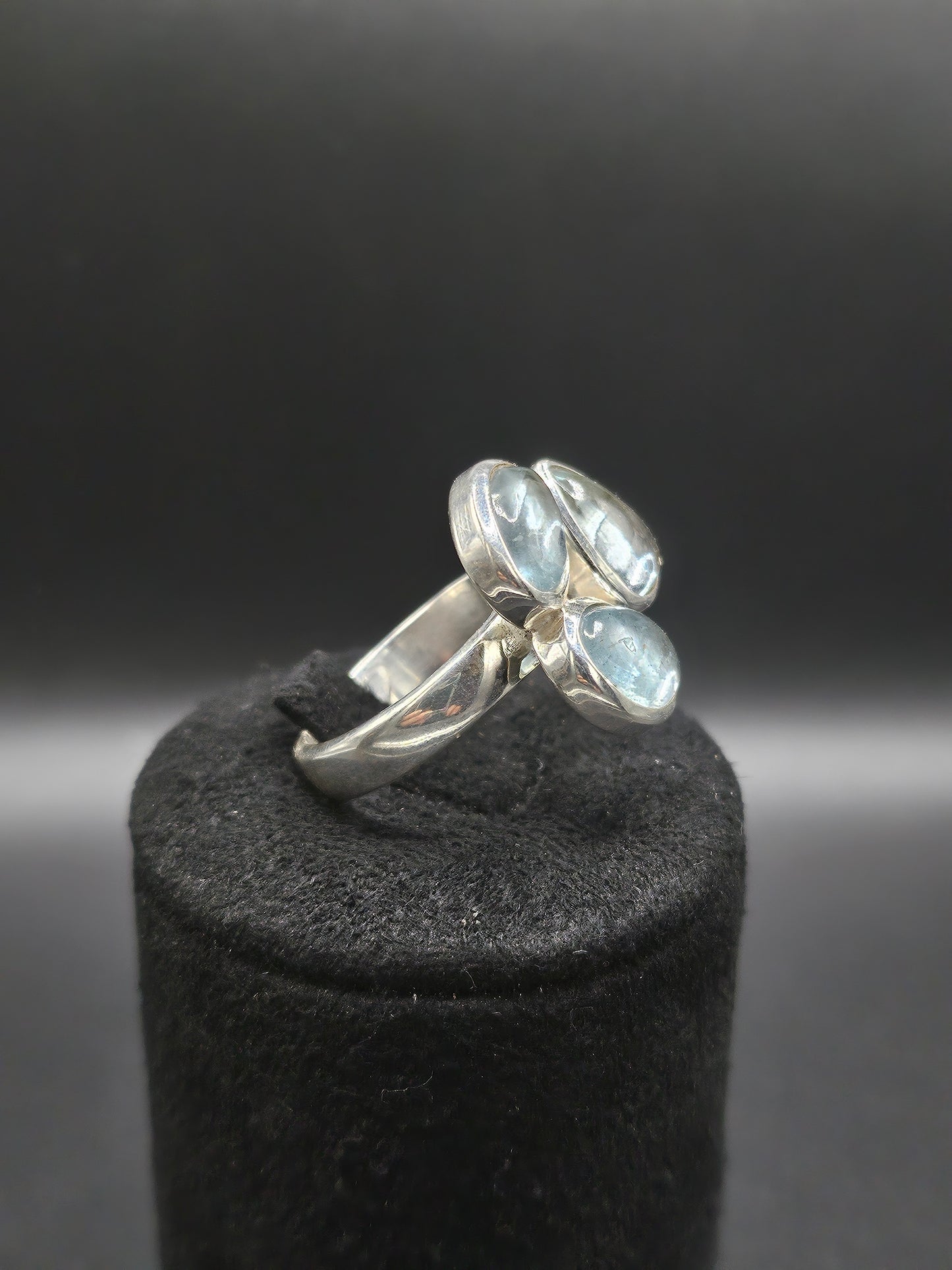 Trio de Bagues Aigue-Marine - Argent Réglable