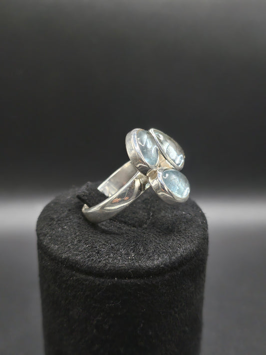 Trio de Bagues Aigue-Marine - Argent Réglable
