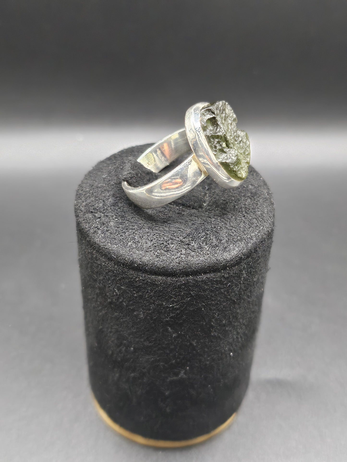 Bague Moldavite Authentique - Argent Réglable