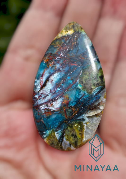 Pendentif en Cuivre et Chrysocolle dans Calcédoine