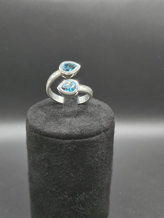 Bague en Topaze Blue London - Argent Réglable