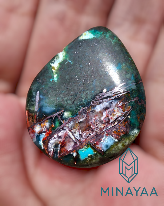 Pendentif en Cuivre et Chrysocolle dans Calcédoine