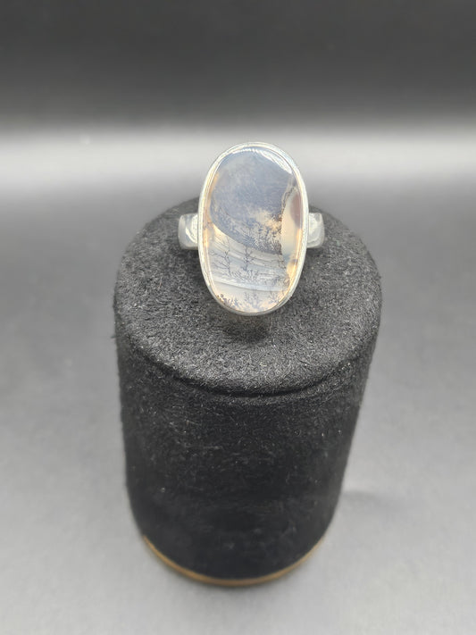 Bague Agate Dendritique - Argent Réglable