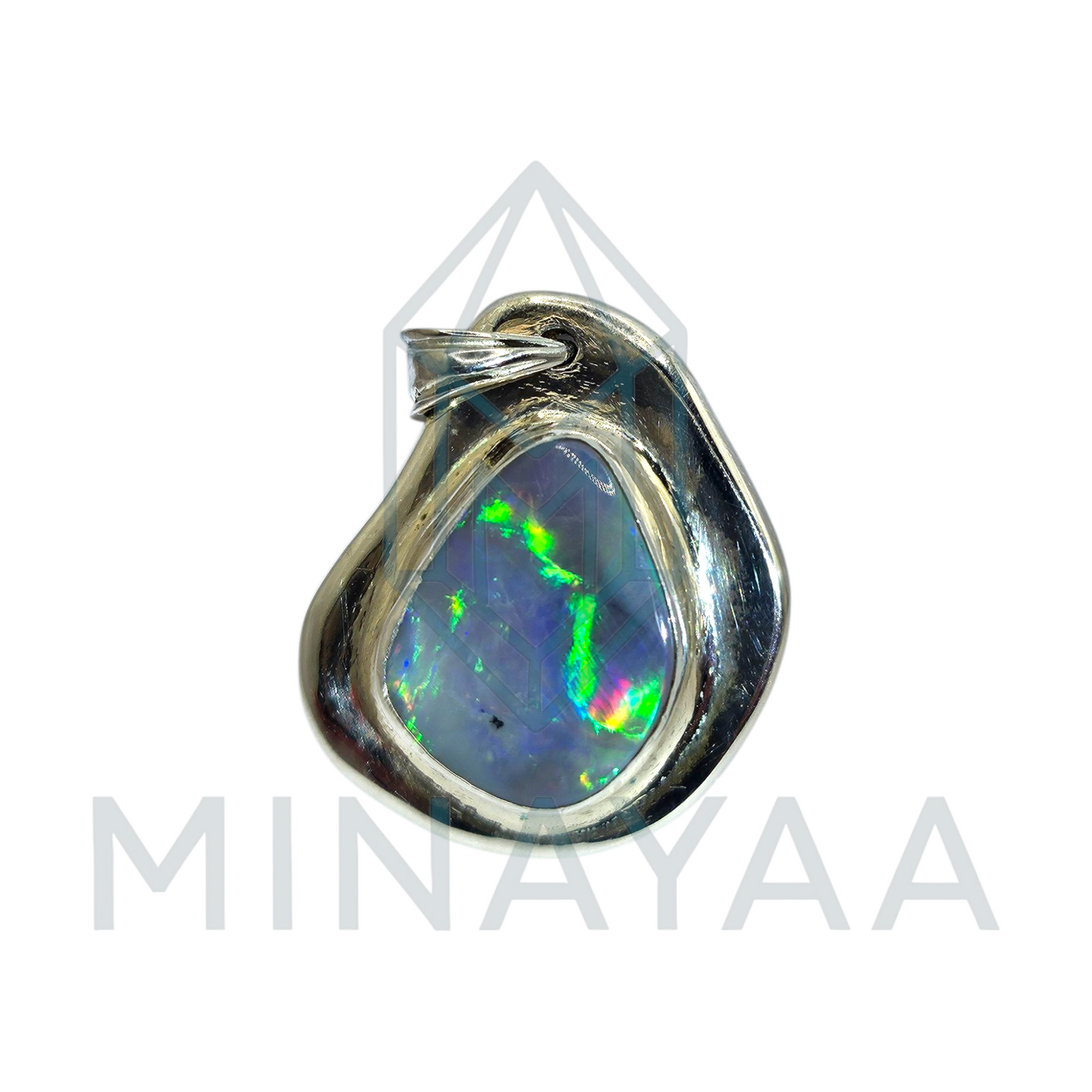Opale d'Australie de Lightning Ridge sur pendentif en Argent