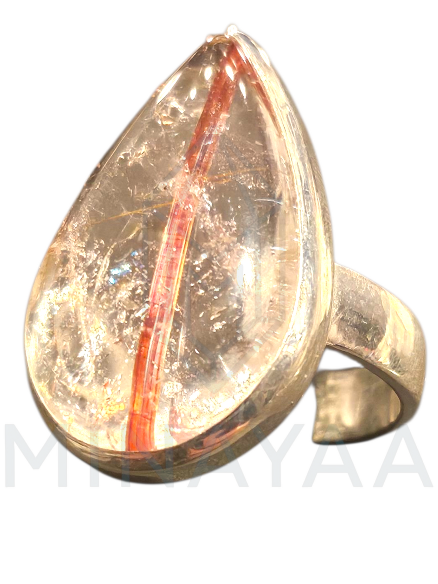 Bague Argent Quartz rutile de Cuivre