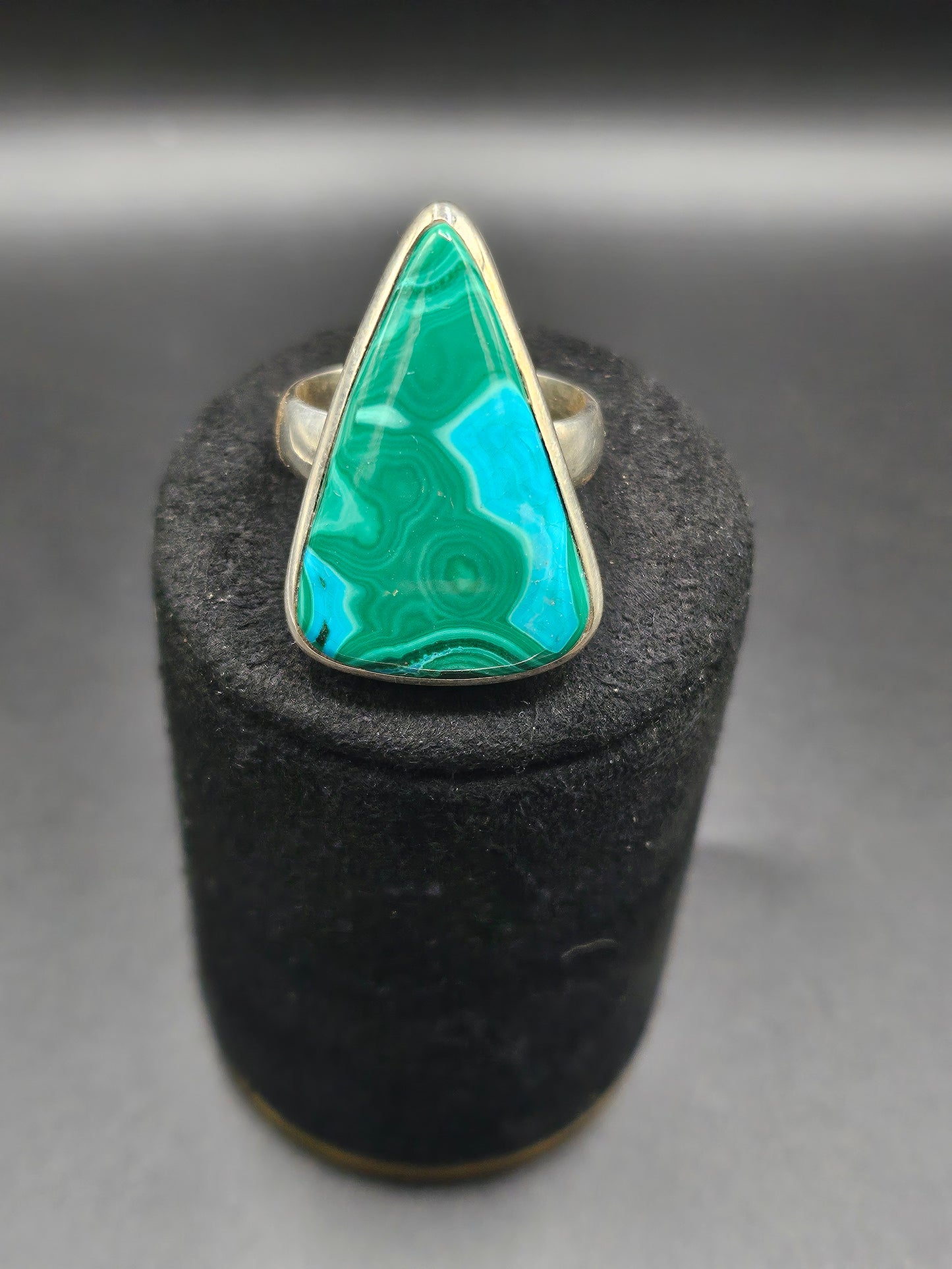 Bague Malachite Chrysocolle - Argent Réglable