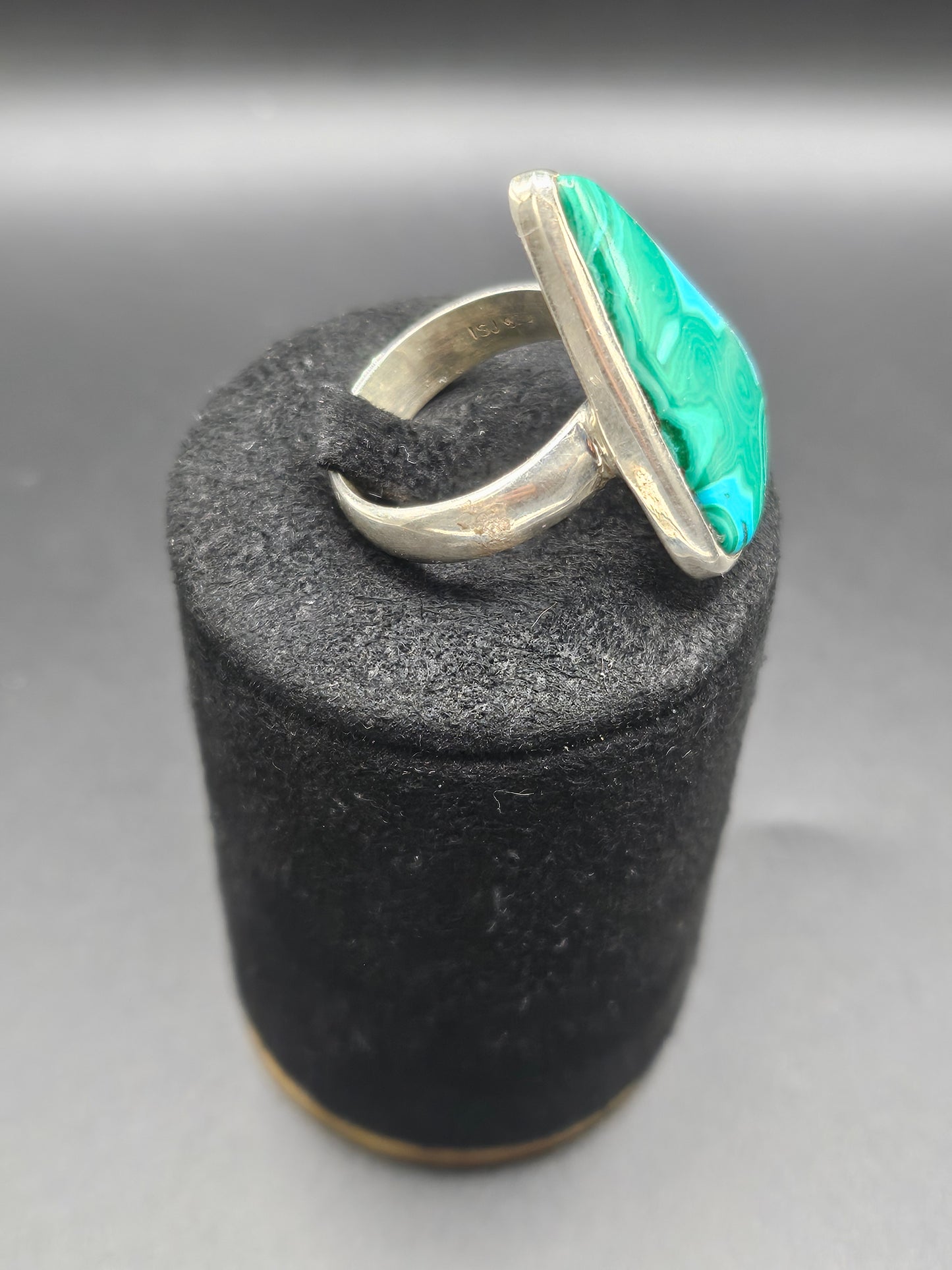 Bague Malachite Chrysocolle - Argent Réglable