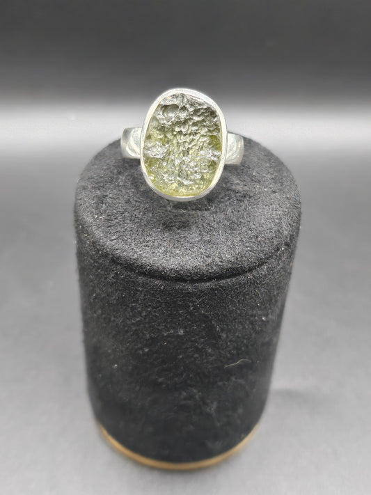 Bague Moldavite Authentique - Argent Réglable