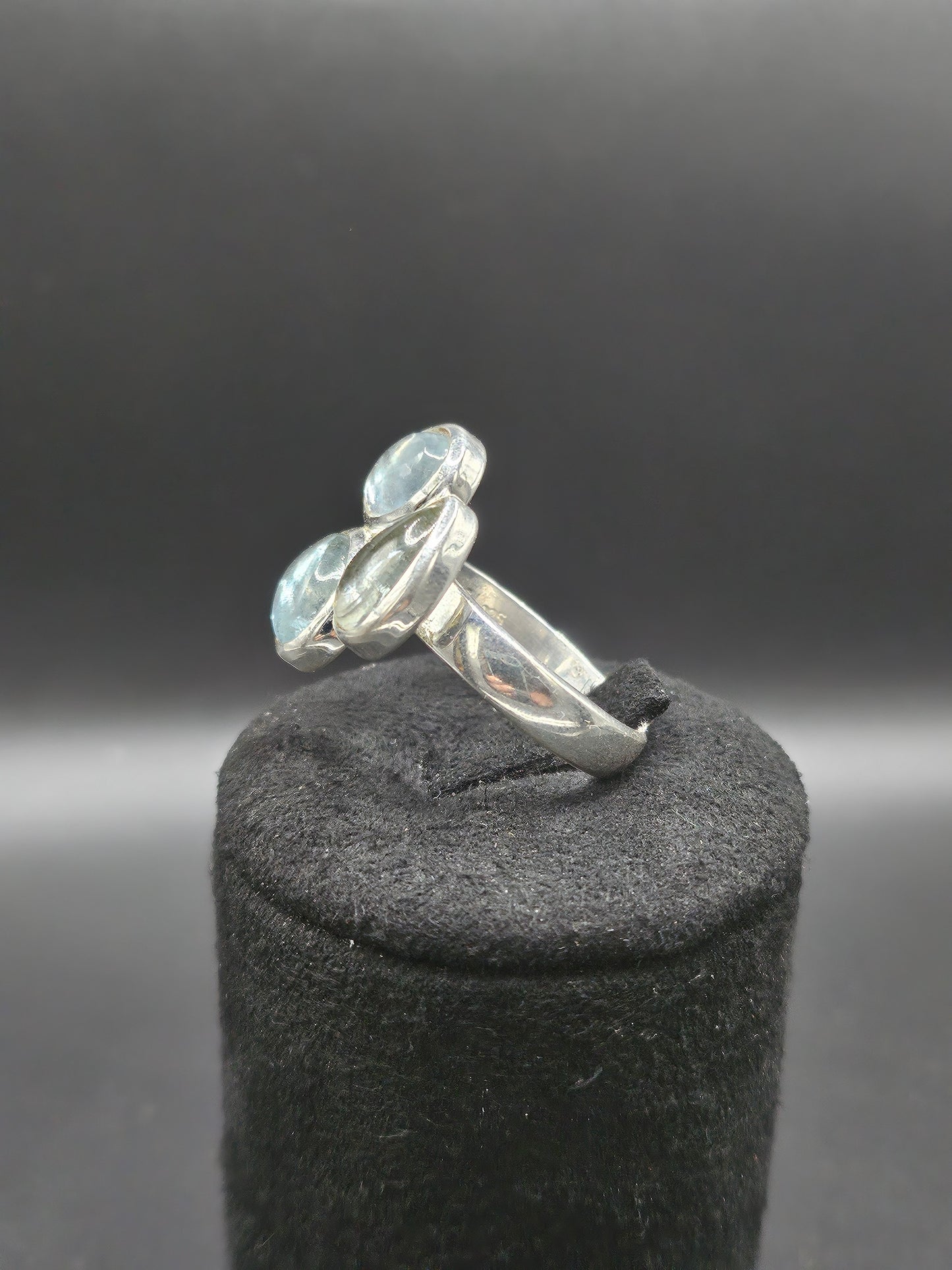 Trio de Bagues Aigue-Marine - Argent Réglable