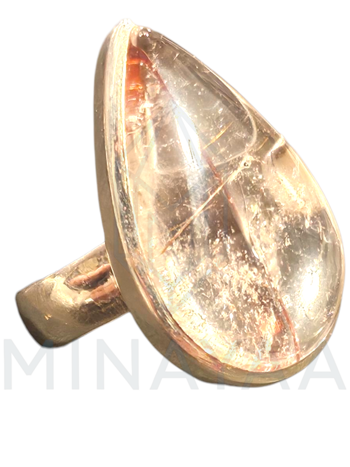 Bague Argent Quartz rutile de Cuivre