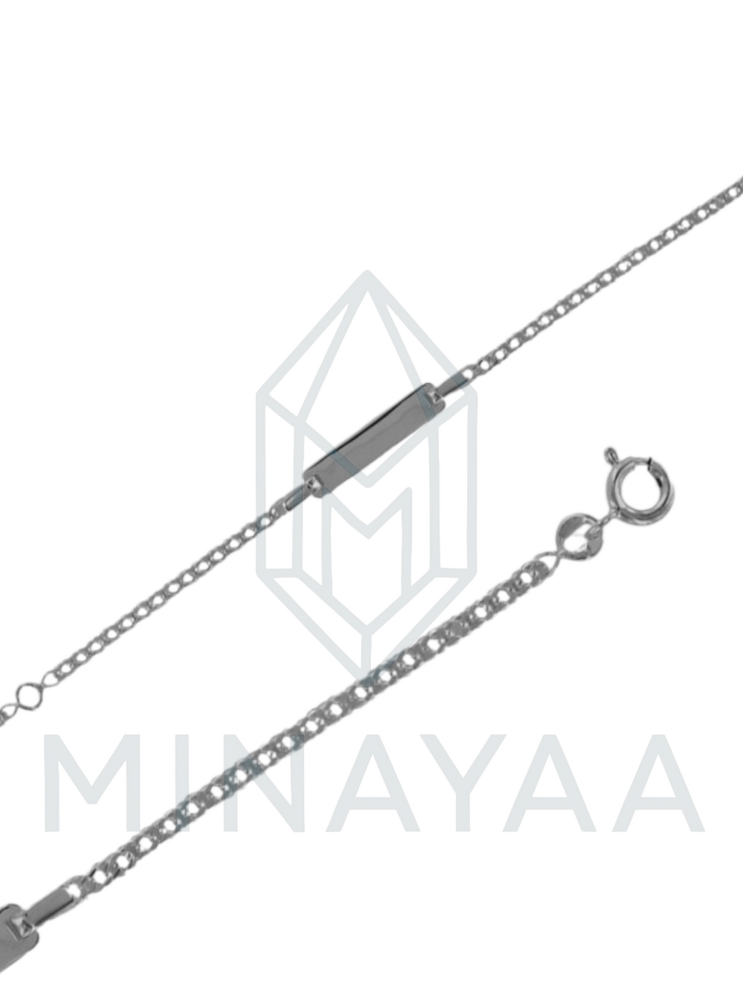 Bébé maille rombo plaque rectangle en argent 925/1000 rhodié