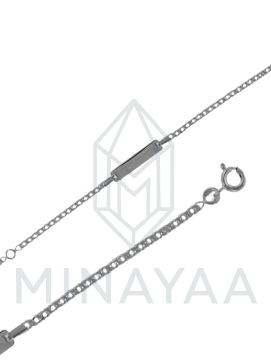 Bébé maille rombo plaque rectangle en argent 925/1000 rhodié